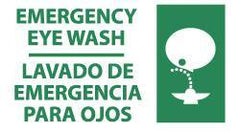 NMC - "Emergency Eye Wash", 10" Long x 18" Wide, Pressure-Sensitive Vinyl Safety Sign - Rectangle, 0.004" Thick, Use for First Aid - Eagle Tool & Supply