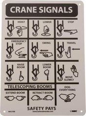 NMC - "Crane Signals", 14" Long x 10" Wide, Rigid Plastic Safety Sign - Rectangle, 0.05" Thick, Use for Accident Prevention - Eagle Tool & Supply