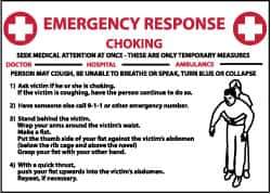 NMC - "Emergency Response - Choking", 10" Long x 14" Wide, Rigid Plastic Safety Sign - Rectangle, 0.05" Thick, Use for First Aid - Eagle Tool & Supply