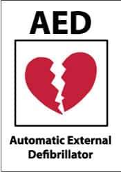 NMC - "AED - Automatic External Defibrillator", 10" Long x 14" Wide, Rigid Plastic Safety Sign - Rectangle, 0.05" Thick, Use for First Aid - Eagle Tool & Supply