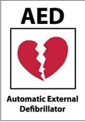 NMC - "AED - Automatic External Defibrillator", 10" Long x 14" Wide, Rigid Plastic Safety Sign - Rectangle, 0.05" Thick, Use for First Aid - Eagle Tool & Supply