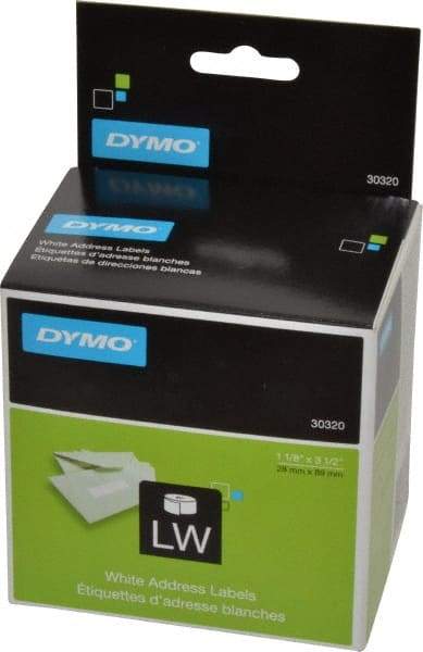 Dymo - 3-1/2" Long, White Die Cut Paper with Semi Perm. Adhesive Shipping Label - For DYMO LabelWriter Printers - Eagle Tool & Supply