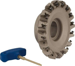 Iscar - 5" Cut Diam, 1-1/2" Arbor Hole, 0.138" Max Depth of Cut, 45° Indexable Chamfer & Angle Face Mill - 16 Inserts, ONHU 0505\xB6OXMT 0507\xB6S845 SN.U 1305 Insert, Right Hand Cut, 16 Flutes, Series Helido - Eagle Tool & Supply