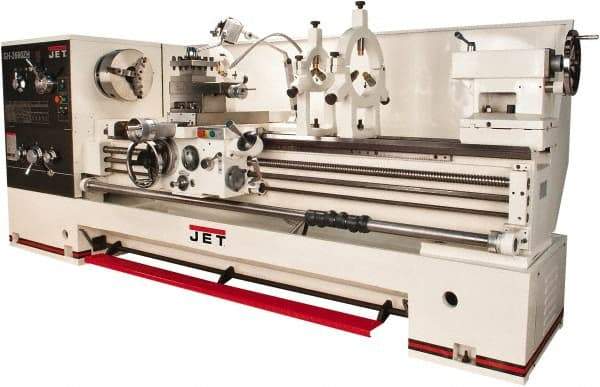 Jet - 26" Swing, 40" Between Centers, 230 Volt, Triple Phase Engine Lathe - 4MT Taper, 10 hp, 36 to 1,800 RPM, 4-1/8" Bore Diam - Eagle Tool & Supply