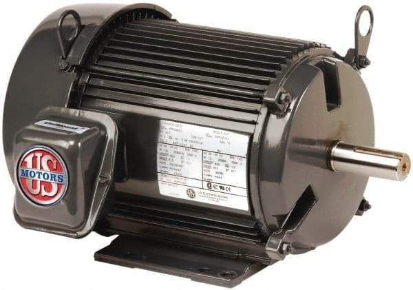 US Motors - 2 Max hp, 1,725 Max RPM, Three Polyphase Electric AC DC Motor - 208-230/460 V Input, Single Phase, 56HZ Frame, 5/8" Shaft Diam, Rigid Mount, TEFC Enclosure - Eagle Tool & Supply