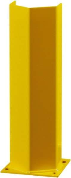 Hallowell - 24" High, Yellow Steel Post Protector - 7" Wide x 7" Long Mounting Plate, 16 Lb - Eagle Tool & Supply