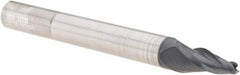 SGS - 10° Taper Angle per Side, 1/8" Small End Diam, 3/4" LOC, Solid Carbide 3 Flute Tapered Square End Mill - AlTiN Finish, 3-1/2" OAL, 3/8" Shank Diam, Spiral Flute, 28° Helix - Eagle Tool & Supply
