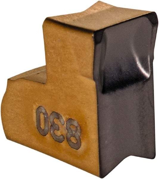 Iscar - TAG M IC830 Grade, 0.1575" Cutting Width, Carbide Cutoff Insert - Neutral Lead Angle, 0.0094" Cnr Rad, TiAlN Coated, Single End - Eagle Tool & Supply