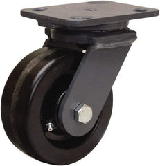 Hamilton - 5" Diam x 2" Wide x 6-1/2" OAH Top Plate Mount Swivel Caster - Phenolic, 1,000 Lb Capacity, Straight Roller Bearing, 4 x 5" Plate - Eagle Tool & Supply