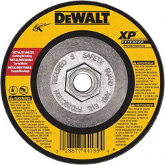 DeWALT - 24 Grit, 9" Wheel Diam, 1/8" Wheel Thickness, Type 27 Depressed Center Wheel - Zirconia Alumina, Resinoid Bond, 6,600 Max RPM, Compatible with Angle Grinder - Eagle Tool & Supply
