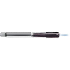 Guhring - 7/16-14 UNF 2B 4 Flute TiAlN Finish High Speed Steel Straight Flute Standard Hand Tap - Modified Bottoming, Right Hand Thread, 100mm OAL, H5/H6 Limit, Through Coolant - Exact Industrial Supply