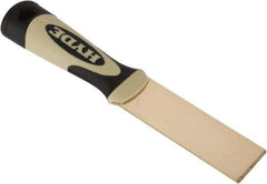 Hyde Tools - 1-1/4" Wide Brass Putty Knife - Stiff, Cushioned Grip Polypropylene Handle, 8" OAL - Eagle Tool & Supply