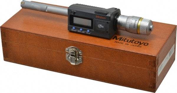 Mitutoyo - 0.5" to 0.65", IP65, TiN Finish, Electronic Inside Micrometer - 0.00005" Resolution, 0.0001" Accuracy - Eagle Tool & Supply