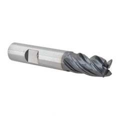 Value Collection - 1/2", 1" LOC, 1/2" Shank Diam, 3" OAL, 4 Flute, Solid Carbide Square End Mill - Single End, AlTiN Finish, Spiral Flute, Variable° Helix, Right Hand Cut, Right Hand Flute - Eagle Tool & Supply