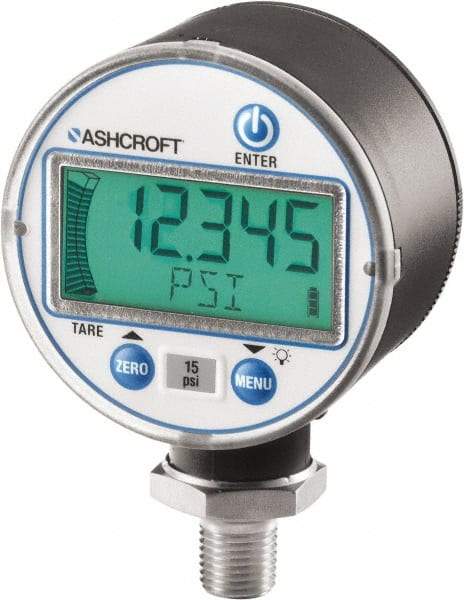 Ashcroft - 2-1/2" Dial, 30-0 Hg VAC Scale Range, Pressure Gauge - Lower Connection Mount, Accurate to ±0.5% of Scale - Eagle Tool & Supply