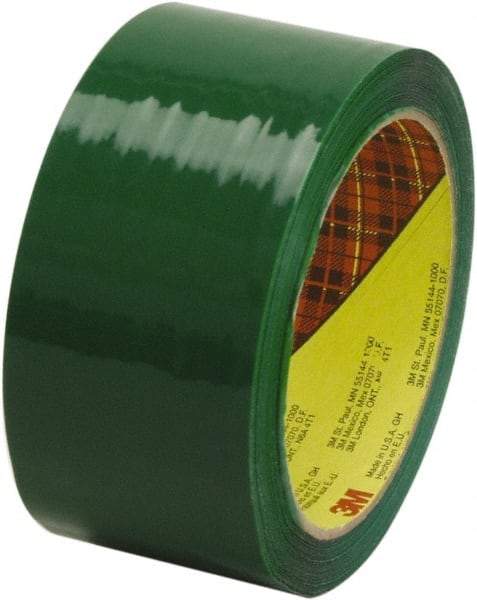 3M - 2" x 55 Yd Green Rubber Adhesive Sealing Tape - Polypropylene Film Backing, 2.5 mil Thick, 60 Lb Tensile Strength, Series 373 - Eagle Tool & Supply