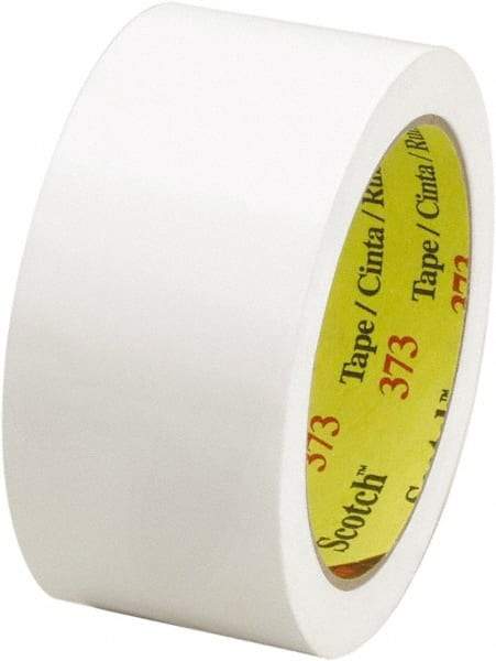 3M - 2" x 55 Yd White Rubber Adhesive Sealing Tape - Polypropylene Film Backing, 2.5 mil Thick, 60 Lb Tensile Strength, Series 373 - Eagle Tool & Supply