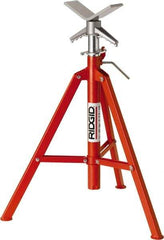 Ridgid - 1" to 12" Pipe Capacity, Portable Folding V-Head Stand - 28" to 52" High, 2,500 Lb Capacity - Eagle Tool & Supply