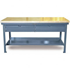 Strong Hold - Stationary Work Benches, Tables Type: Work Table with Drawer Top Material: Maple work surface 1-3/4" thick - Eagle Tool & Supply