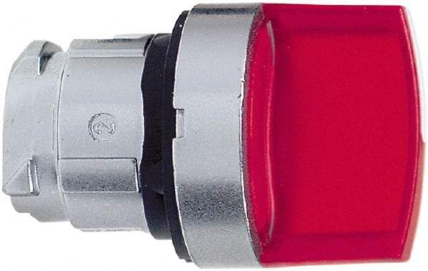 Schneider Electric - 22mm Mount Hole, 3 Position, Handle Operated, Selector Switch - Red, Momentary (MO), Illuminated, Shock, Vibration and Water Resistant - Eagle Tool & Supply