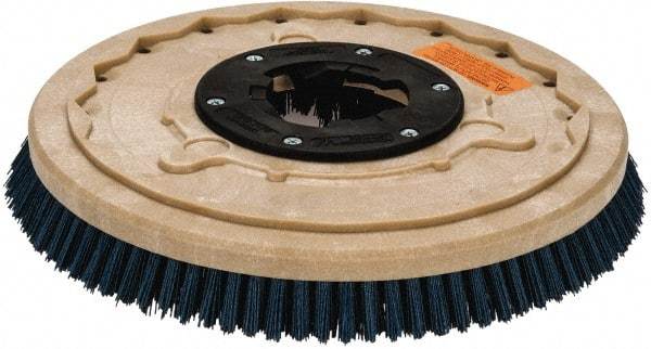 PRO-SOURCE - 17" Diam Scrubbing Brush - 15" Machine, 1-1/2" Trim Length, Blue Pad, Silicone Carbide & Nylon - Eagle Tool & Supply