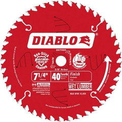 Freud - 7-1/4" Diam, 5/8" Arbor Hole Diam, 40 Tooth Wet & Dry Cut Saw Blade - Carbide-Tipped, Standard Round Arbor - Eagle Tool & Supply