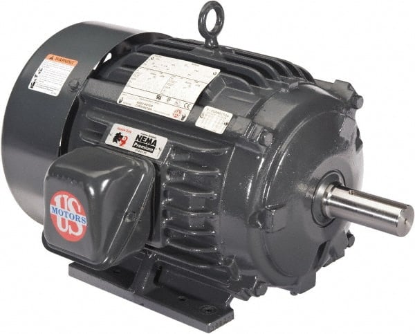 US Motors - 3 hp, TEFC Enclosure, No Thermal Protection, 3540, 2920 RPM, 208-230/460 & 190/380 Volt, 60/50 Hz, Three Phase Premium Efficient Motor - Exact Industrial Supply