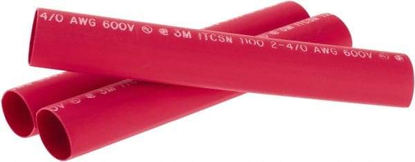 3M - 9" Long, 4:1, Polyolefin Heat Shrink Electrical Tubing - Red - Eagle Tool & Supply