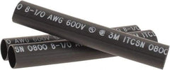 3M - 6" Long, 4:1, Polyolefin Heat Shrink Electrical Tubing - Black - Eagle Tool & Supply