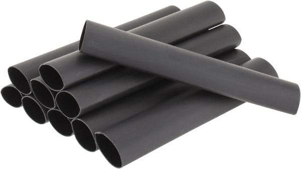 3M - 6" Long, 3:1, Polyolefin Heat Shrink Electrical Tubing - Black - Eagle Tool & Supply