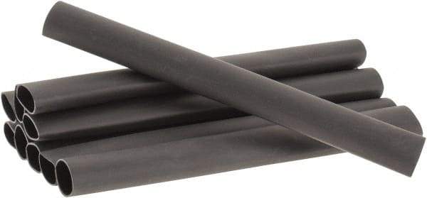 3M - 6" Long, 3:1, Polyolefin Heat Shrink Electrical Tubing - Black - Eagle Tool & Supply