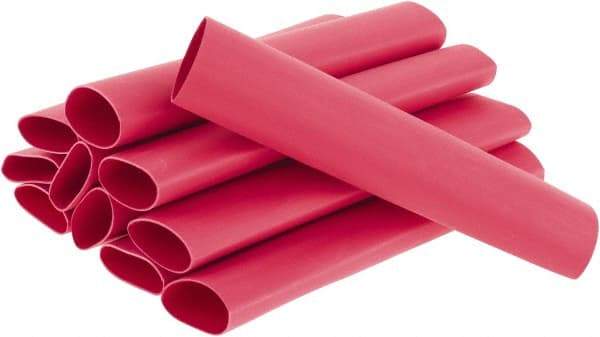 3M - 6" Long, 3:1, Polyolefin Heat Shrink Electrical Tubing - Red - Eagle Tool & Supply