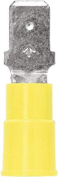 3M - 12 to 10 AWG, Vinyl, Partially Insulated, Male Wire Disconnect - 1/4 Inch Wide Tab, Yellow, RoHS 2011/65/EU Compliant - Eagle Tool & Supply