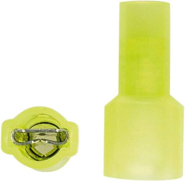 3M - 12 to 10 AWG, Vinyl, Partially Insulated, Female Wire Disconnect - 1/4 Inch Wide Tab, Yellow, RoHS 2011/65/EU Compliant - Eagle Tool & Supply