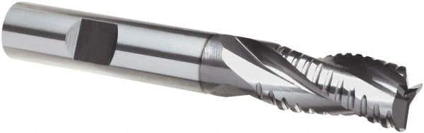 Guhring - 1", 1-1/2" LOC, 1" Shank Diam, 4" OAL, 3 Flute, Solid Carbide Square End Mill - Single End, Uncoated, Spiral Flute, 29/30/31° Helix, Centercutting, Right Hand Cut, Right Hand Flute, Series 4266 - Eagle Tool & Supply