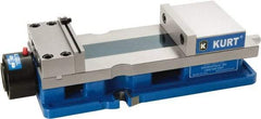 Kurt - 6" Jaw Width, 9" Jaw Opening Capacity, Horizontal Stationary Machine Vise - Hydraulic Operation, 1 Station, 20.568" Long x 4.86" High x 1-47/64" Deep, 1.735" Jaw Height, 12,600 Lb Max Clamp Force, Ductile Iron - Eagle Tool & Supply