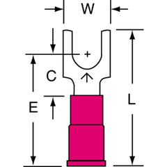 3M - #10 Stud, 22 to 18 AWG Compatible, Partially Insulated, Crimp Connection, Standard Fork Terminal - Eagle Tool & Supply