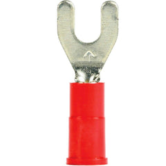 3M - #8 Stud, 22 to 18 AWG Compatible, Partially Insulated, Crimp Connection, Standard Fork Terminal - Eagle Tool & Supply