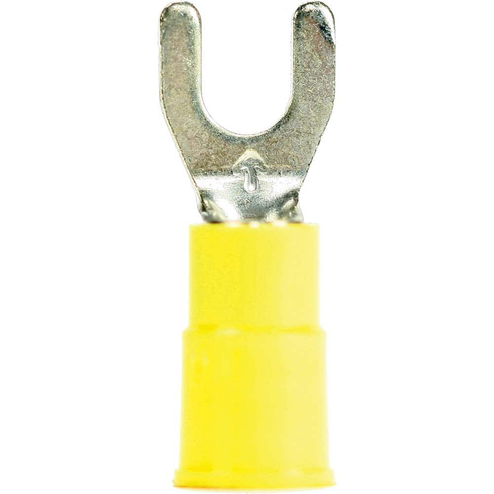 3M - #10 Stud, 12 to 10 AWG Compatible, Partially Insulated, Crimp Connection, Standard Fork Terminal - Eagle Tool & Supply