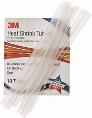 3M - 6" Long, 2:1, Polyolefin Heat Shrink Electrical Tubing - Clear - Eagle Tool & Supply