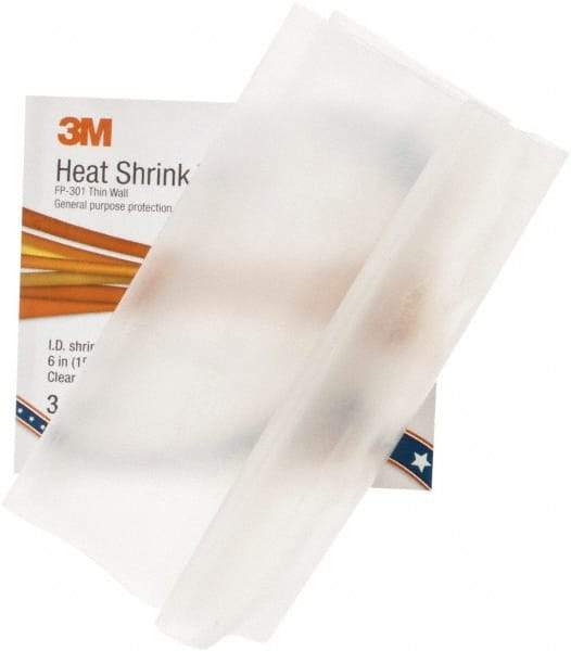 3M - 6" Long, 2:1, Polyolefin Heat Shrink Electrical Tubing - Clear - Eagle Tool & Supply