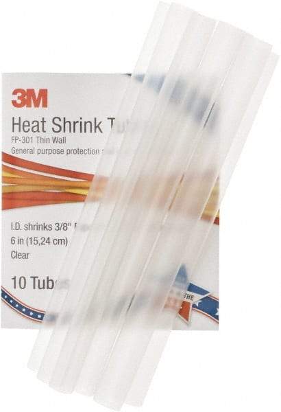 3M - 6" Long, 2:1, Polyolefin Heat Shrink Electrical Tubing - Clear - Eagle Tool & Supply