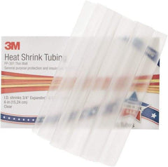 3M - 6" Long, 2:1, Polyolefin Heat Shrink Electrical Tubing - Clear - Eagle Tool & Supply