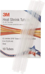 3M - 6" Long, 2:1, Polyolefin Heat Shrink Electrical Tubing - Clear - Eagle Tool & Supply