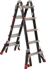 Made in USA - 4 Steps, 5-1/2' High, Type IA Rating, Fiberglass Multi-Use Ladder - 300 Lb Load Capacity, 29" Base Width - Eagle Tool & Supply