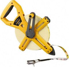 Komelon - 200' x 1/2" Yellow Fiberglass Blade Tape Measure - 1/8" Graduation, Yellow ABS Plastic Case - Eagle Tool & Supply