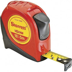 Starrett - 16' x 3/4" Yellow Blade Tape Measure - 1/16" & 1mm Graduation, S9 Graduation Style, Red Case - Eagle Tool & Supply