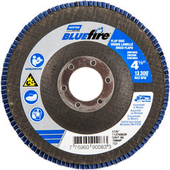 ‎4-1/2 × 7/8″ BlueFire Fiberglass HD Flat Flap Disc Type 27 P60 Grit R884P1 Zirconia Alumina - Eagle Tool & Supply