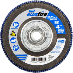 ‎4-1/2 × 5/8 - 11″ BlueFire Fiberglass HD Flat Flap Disc Type 27 P60 Grit R884P1 Zirconia Alumina - Eagle Tool & Supply