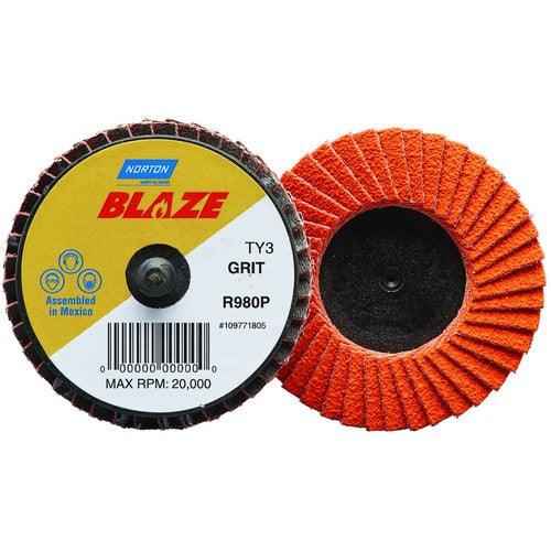 2″ Blaze Plastic Flat Mini Flap Disc TR (Type III) Type 27 60 Grit R980P Premium Ceramic Alumina - Eagle Tool & Supply